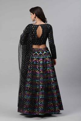 SHUBHKALA black silk printed   Choli Blouse with   Lehenga Ghagra with    Dupatta 2