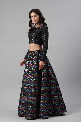 SHUBHKALA black silk printed   Choli Blouse with   Lehenga Ghagra with    Dupatta 3