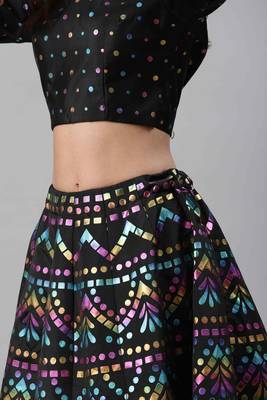 SHUBHKALA black silk printed   Choli Blouse with   Lehenga Ghagra with    Dupatta 4