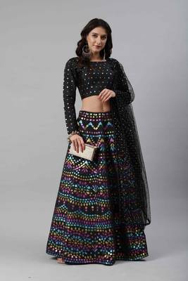 SHUBHKALA black silk printed   Choli Blouse with   Lehenga Ghagra with    Dupatta 5