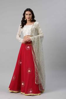 SHUBHKALA rani-pink georgette printed   Choli Blouse with   Lehenga Ghagra with    Dupatta