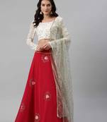 SHUBHKALA rani-pink georgette printed   Choli Blouse with   Lehenga Ghagra with    Dupatta