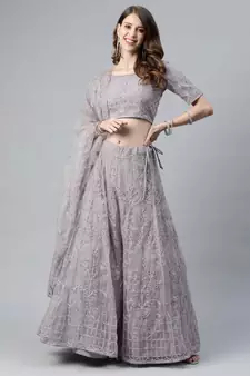 SHUBHKALA violet net embroidered   Choli Blouse with   Lehenga Ghagra with    Dupatta