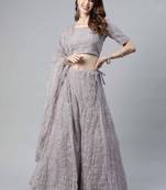 SHUBHKALA violet net embroidered   Choli Blouse with   Lehenga Ghagra with    Dupatta