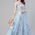 SHUBHKALA sky-blue cotton embroidered   Choli Blouse with   Lehenga Ghagra with    Dupatta