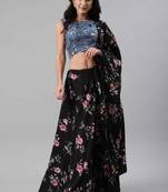SHUBHKALA black silk printed   Choli Blouse with   Lehenga Ghagra with    Dupatta