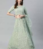 SHUBHKALA light-green net embroidered   Choli Blouse with   Lehenga Ghagra with    Dupatta