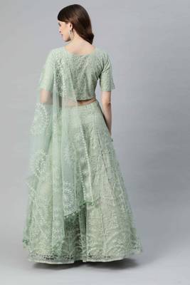 SHUBHKALA light-green net embroidered   Choli Blouse with   Lehenga Ghagra with    Dupatta 2