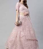 SHUBHKALA light-pink net embroidered   Choli Blouse with   Lehenga Ghagra with    Dupatta