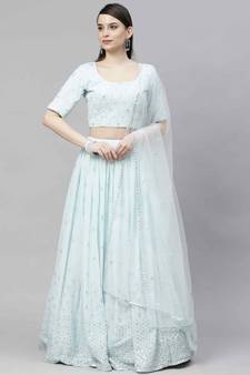 SHUBHKALA sky-blue georgette embroidered   Choli Blouse with   Lehenga Ghagra with    Dupatta