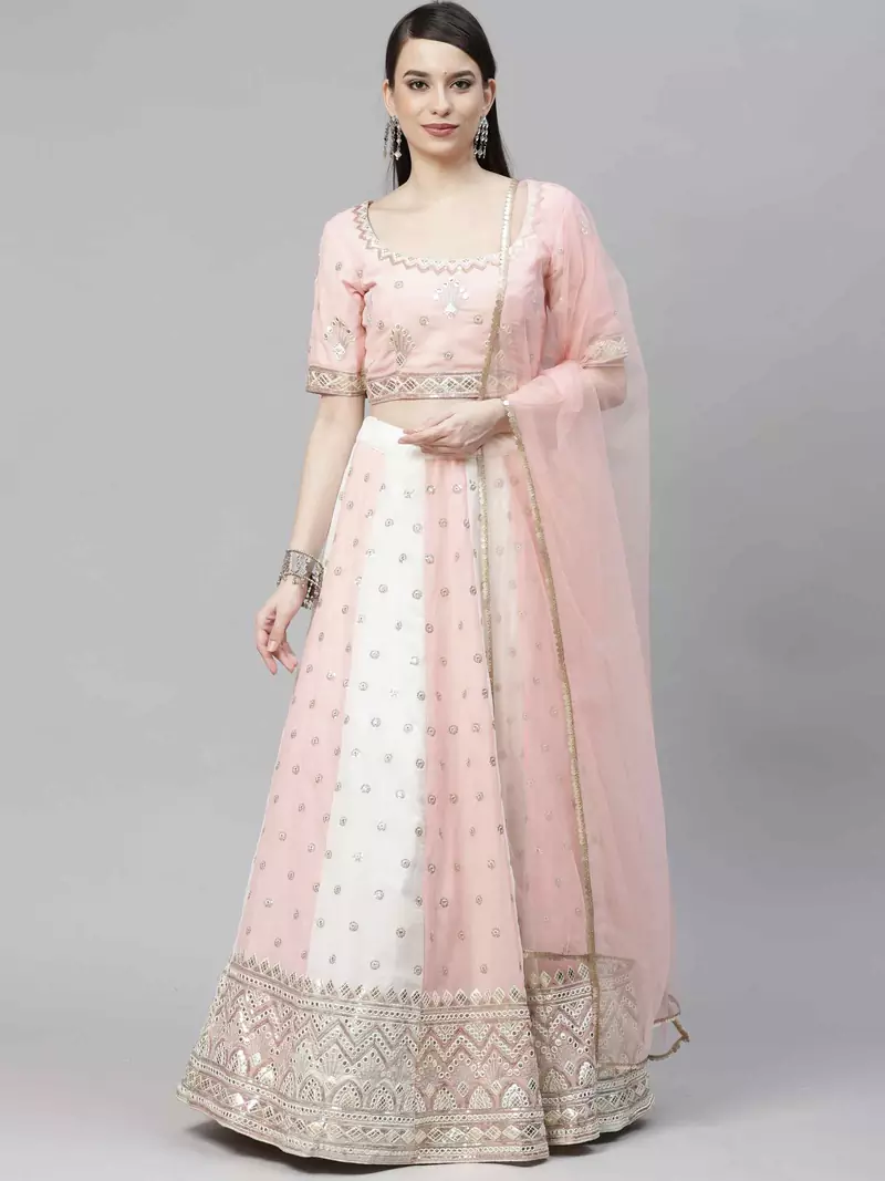 SHUBHKALA pink georgette embroidered   Choli Blouse with   Lehenga Ghagra with    Dupatta