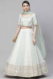 SHUBHKALA light-green georgette embroidered   Choli Blouse with   Lehenga Ghagra with    Dupatta