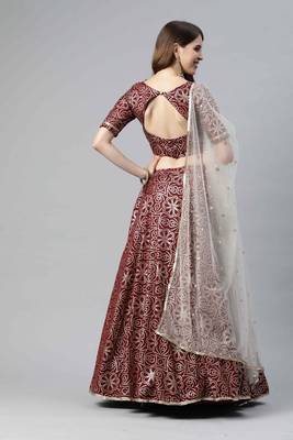 SHUBHKALA maroon silk printed   Choli Blouse with   Lehenga Ghagra with    Dupatta 2