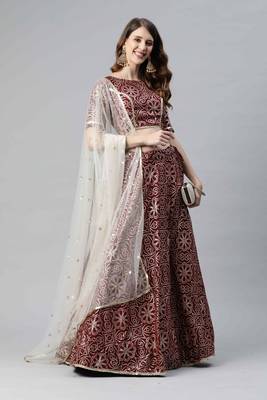SHUBHKALA maroon silk printed   Choli Blouse with   Lehenga Ghagra with    Dupatta 4