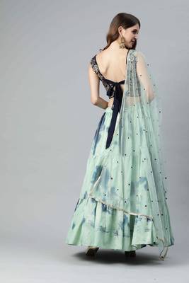 SHUBHKALA light-green cotton printed   Choli Blouse with   Lehenga Ghagra with    Dupatta 2
