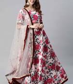 SHUBHKALA peach silk printed   Choli Blouse with   Lehenga Ghagra with    Dupatta