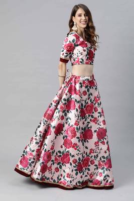 SHUBHKALA peach silk printed   Choli Blouse with   Lehenga Ghagra with    Dupatta 3