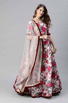SHUBHKALA peach silk printed   Choli Blouse with   Lehenga Ghagra with    Dupatta 4
