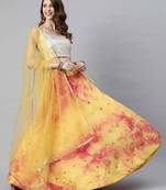 SHUBHKALA yellow cotton printed   Choli Blouse with   Lehenga Ghagra with    Dupatta