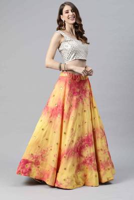 SHUBHKALA yellow cotton printed   Choli Blouse with   Lehenga Ghagra with    Dupatta 3