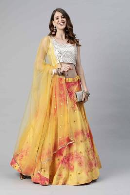 SHUBHKALA yellow cotton printed   Choli Blouse with   Lehenga Ghagra with    Dupatta 4