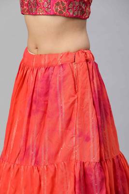 SHUBHKALA orange cotton printed   Choli Blouse with   Lehenga Ghagra with    Dupatta 4