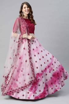 SHUBHKALA pink cotton printed   Choli Blouse with   Lehenga Ghagra with    Dupatta