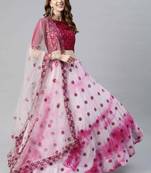 SHUBHKALA pink cotton printed   Choli Blouse with   Lehenga Ghagra with    Dupatta