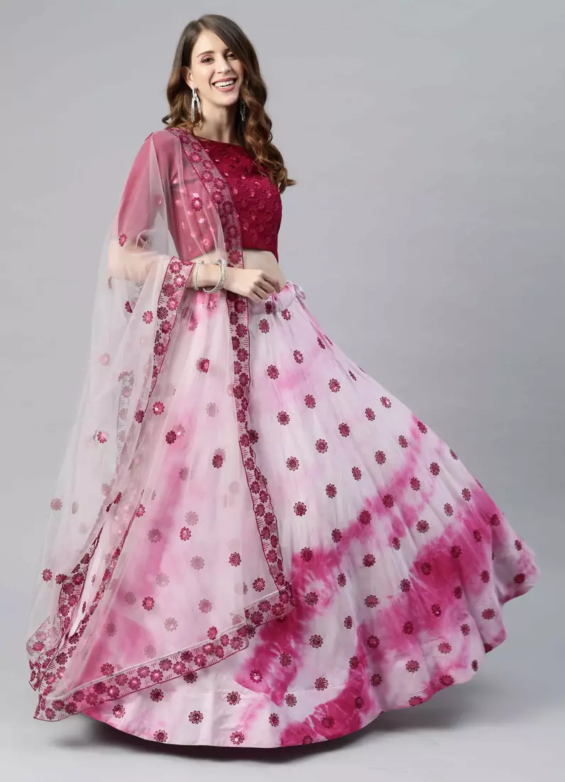 SHUBHKALA pink cotton printed   Choli Blouse with   Lehenga Ghagra with    Dupatta