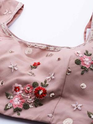 Shubhkala Net Sequin and Thread Embroidered Baby Pink Lehenga Choli 6