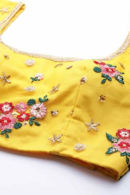 Shubhkala Mesmerizing Yellow Net Embroidered Choli Blouse With Lehenga Ghagra With Dupatta 5