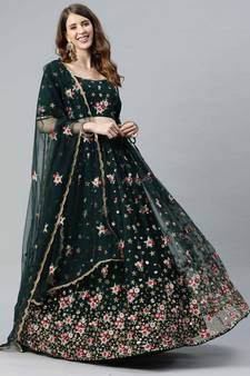 SHUBHKALA green net embroidered   Choli Blouse with   Lehenga Ghagra with    Dupatta