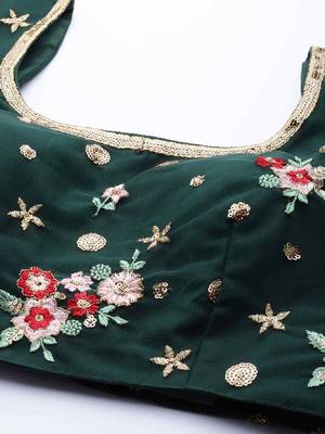 Shubhkala Delightful Green Net Thread And Sequins Embroidered Lehenga Choli With Dupatta 5