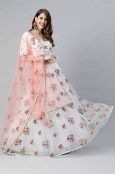 SHUBHKALA white net embroidered   Choli Blouse with   Lehenga Ghagra with    Dupatta