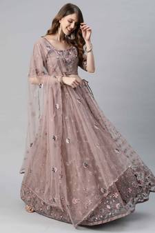 SHUBHKALA light-pink net embroidered   Choli Blouse with   Lehenga Ghagra with    Dupatta