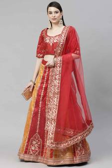 SHUBHKALA red art_silk embroidered   Choli Blouse with   Lehenga Ghagra with    Dupatta