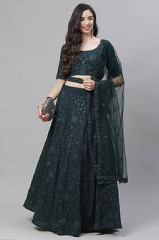 SHUBHKALA green georgette embroidered   Choli Blouse with   Lehenga Ghagra with    Dupatta