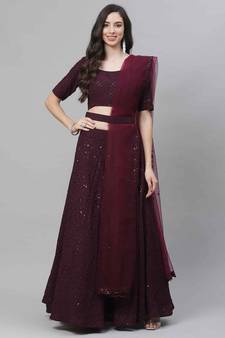 SHUBHKALA purple georgette embroidered   Choli Blouse with   Lehenga Ghagra with    Dupatta