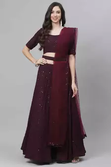 SHUBHKALA purple georgette embroidered   Choli Blouse with   Lehenga Ghagra with    Dupatta