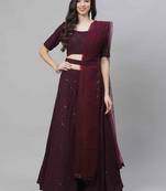 Shubhkala Eye Catching Purple Thread And Sequins Embroidered Georgette Wedding Lehenga