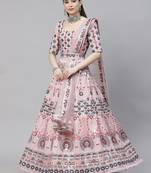 Shubhkala Pink Multi Thread, Sequins, And Gota Patti Embroidered Georgette Semi Stitched Wedding And Party Lehenga