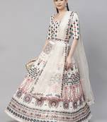 Shubhkala Pearl White Multi Thread And Sequins With Gota Patti Embroidered Georgette Wedding Lehenga Choli