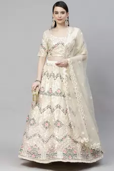 SHUBHKALA white georgette embroidered   Choli Blouse with   Lehenga Ghagra with    Dupatta