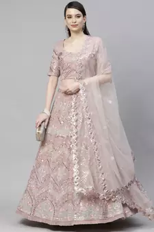 SHUBHKALA light-pink georgette embroidered   Choli Blouse with   Lehenga Ghagra with    Dupatta