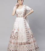 Shubhkala White Multi Thread With Gota Patti Embroidered Georgette Semi Stitched Lehenga
