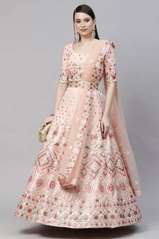 SHUBHKALA pink georgette embroidered   Choli Blouse with   Lehenga Ghagra with    Dupatta