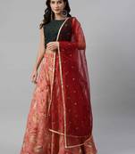 SHUBHKALA peach cotton printed   Choli Blouse with   Lehenga Ghagra with    Dupatta