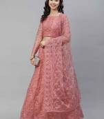 SHUBHKALA light-pink net embroidered   Choli Blouse with   Lehenga Ghagra with    Dupatta
