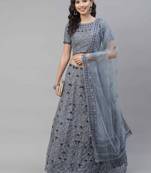 SHUBHKALA grey net embroidered   Choli Blouse with   Lehenga Ghagra with    Dupatta