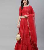 SHUBHKALA red georgette embroidered   Choli Blouse with   Lehenga Ghagra with    Dupatta